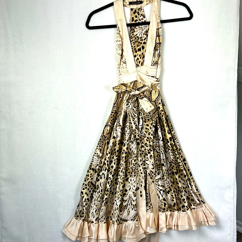 Roberto Cavalli Vintage Like New 100% Silk Leopard Print Wrap dress Sz.38 XS /S - Picture 2 of 13